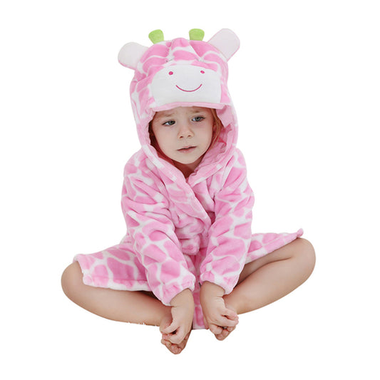 Cute Pink Cow Hooded Bathrobe