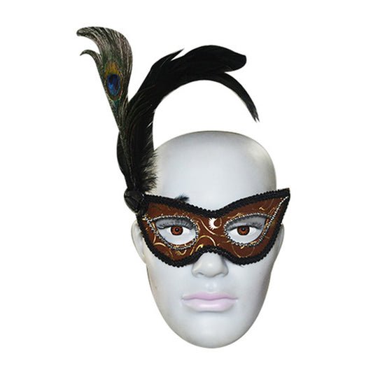 Feather Brown Masquerade Mask